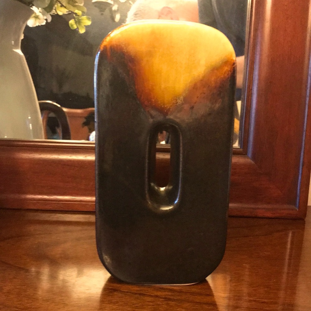Vintage Mid-Century Drip-glaze O-shape Vase Unique